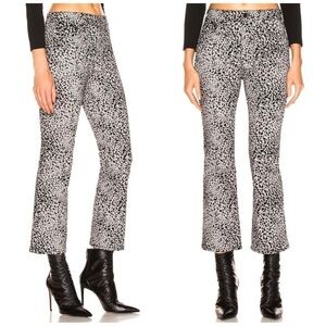 Rag & Bone Sz 26 Velvet Flocked Gray Leopard Print Cropped Flared Jeans Womens